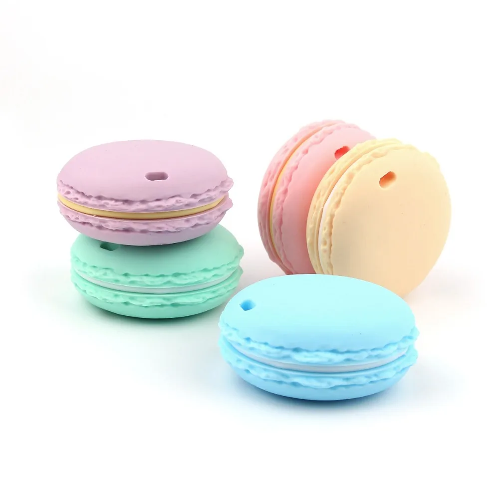 

Food Grade Silicone Macaron Baby Teethers Wholsale 20pc Macaron Teething Silicone Pacifier Pendant Egg Shape Teether For Baby