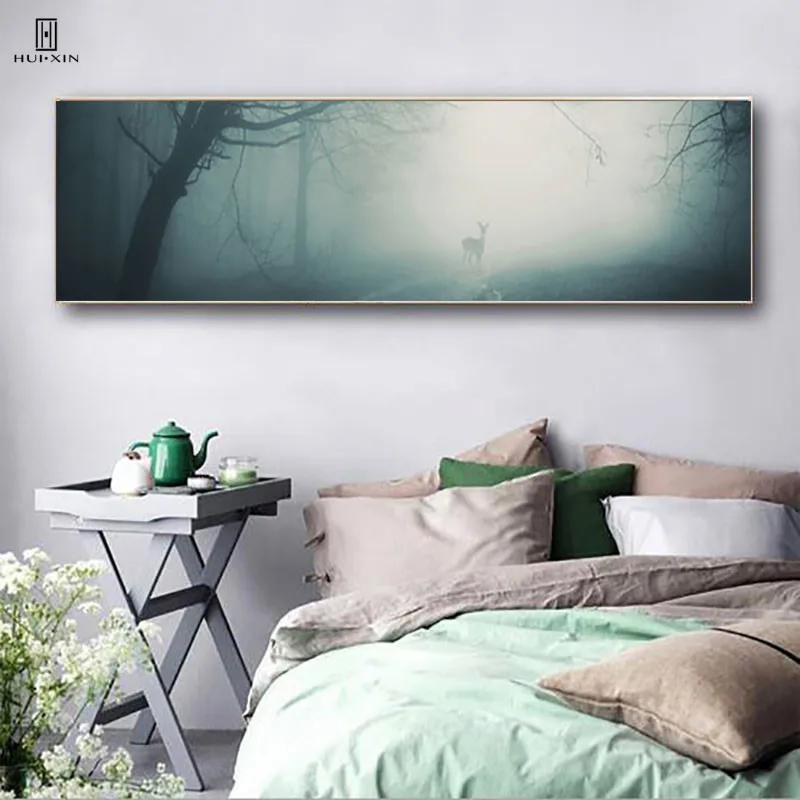 Modern Concise Woods Decorative Paintings Pictures Of The Elves In The Forest Group Of Deer Completely Running For Home Decor