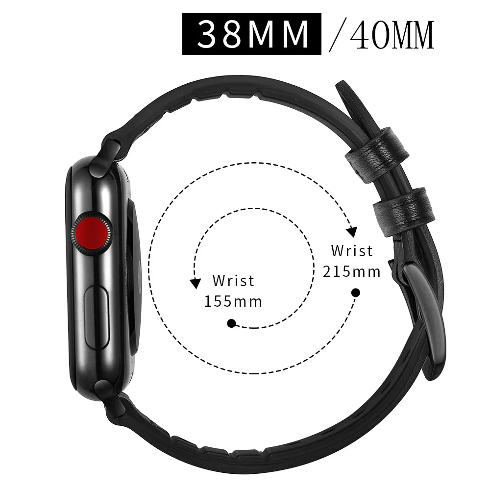 Кожаный + Силиконовый ремешок для Apple Watch band 4 iWatch 42 мм 44 мм 38 мм 40 мм серия 4 3 2 замена ремешок на запястье дышащий
