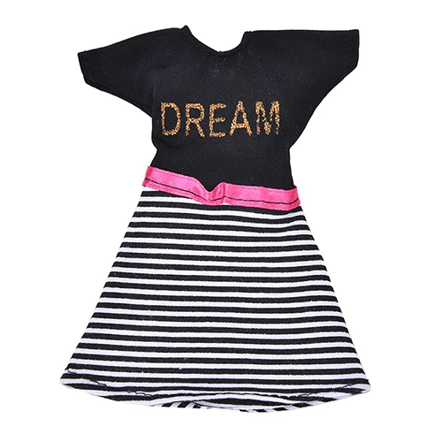 

Striped Patchwork Dress For Doll Best Girls' Gift Baby Toys Princess Doll Outfit Beautiful Party Clothes