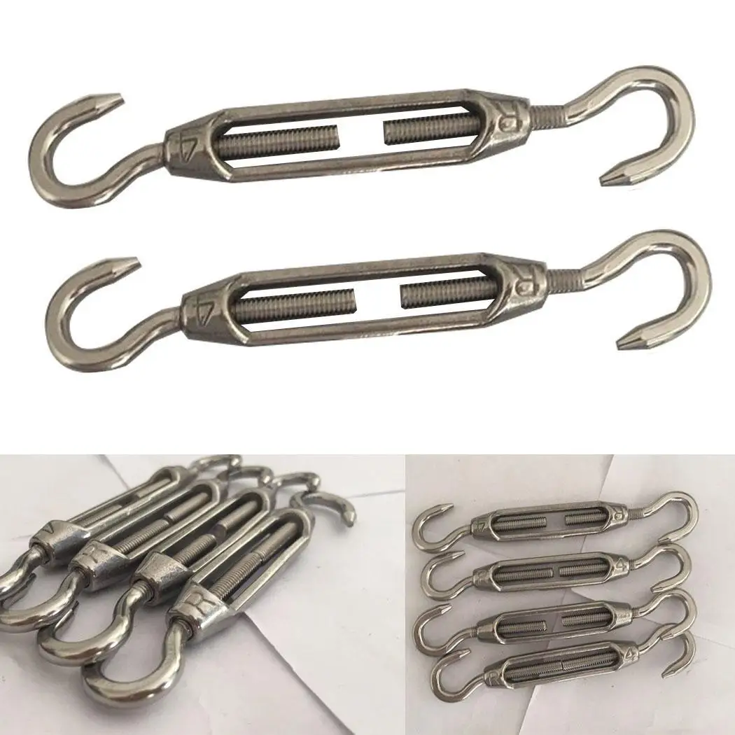 

4Pcs Stainless Steel Hook Turnbuckle Straining Screw Wire Rope Casual Tension Silver With working Magnetic