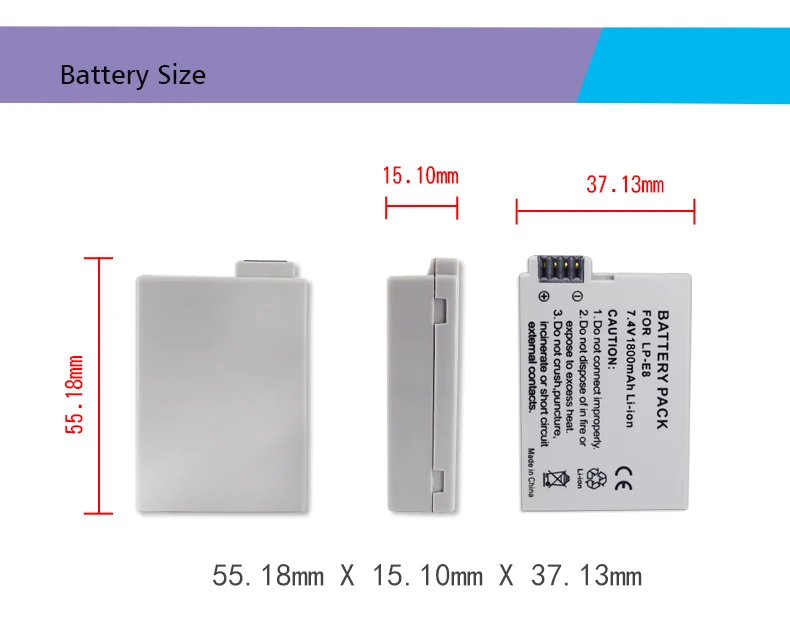 Palo 1pce LP-E8 Батарея пакет bateria LP-E8 lp e8 для Canon 550D 600D 650D 700D X4 X5 X6i X7i T2i T3i T4i T5i DSLR Камера