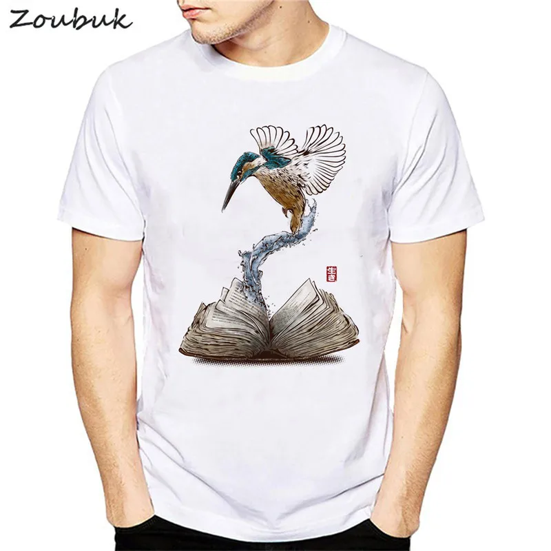 Novelty Book bird printed t shirt men women vintage harajuku tshirts short sleeve tops tee shirt white camisetas mens clothing Novelty Book bird printed t shirt men women vintage harajuku tshirts short sleeve tops tee shirt white camisetas mens clothing