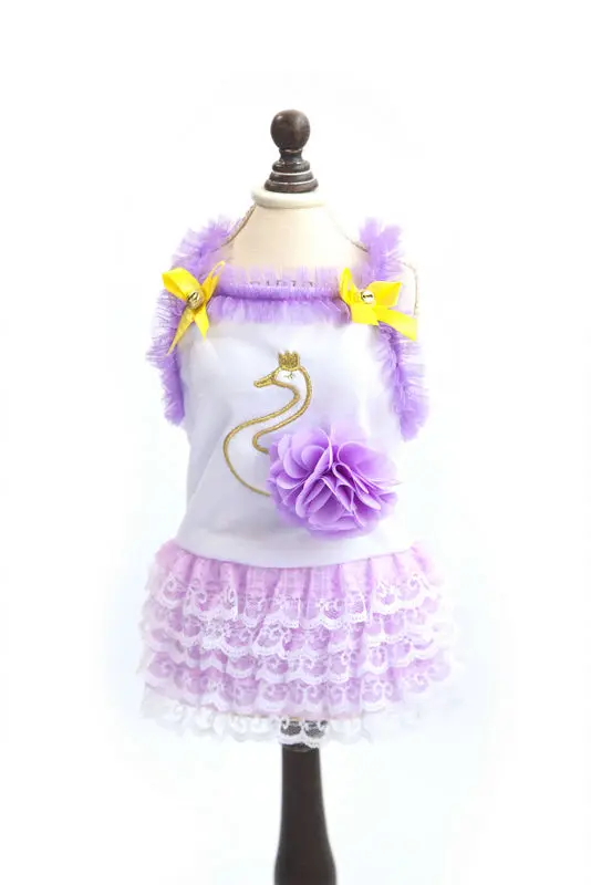 Dog Cat Bow Tutu Dress Cygnet Print Lace Skirt Pet Puppy Clothes Costume | Дом и сад