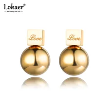 Lokaer, трендовые круглые и квадратные геометрические серьги, нержавеющая сталь, золотой цвет, серьги-гвоздики, ювелирные изделия для женщин и девушек E19024