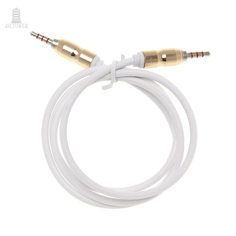 100pcs Jack Audio Cable 3 5 mm Male to Male Bullet head Audio Aux Cable For iPhone Car Headphone Speaker 4 Wire Line Aux Cord