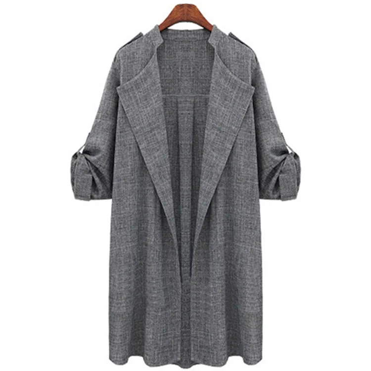 

Medium and long style Big code spring and autumn Windbreaker Cardigan Long sleeves Easy Women's wear Leisure time Skinny