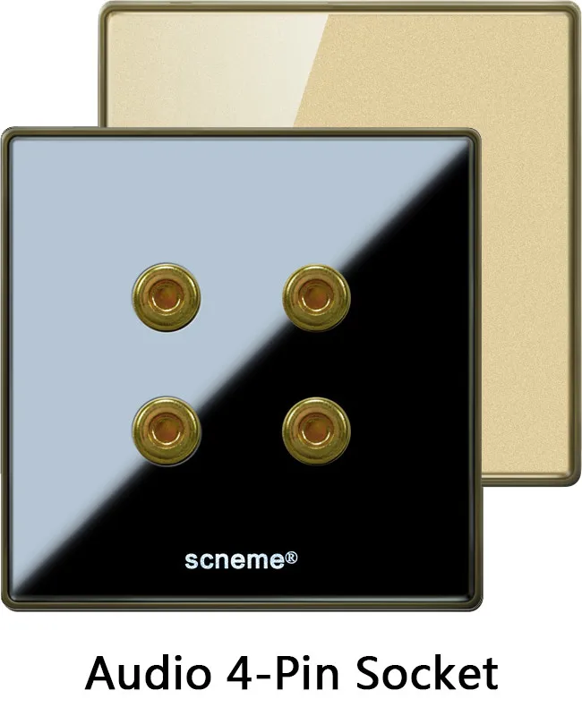 45A 1 банда черный/золотой кристалл акриловая панель настенный выключатель, Великобритания Стандартная кнопка выключатель света, с красным индикатором света