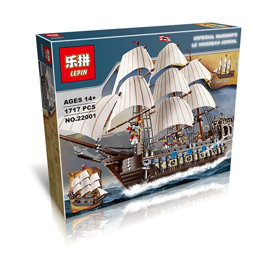 

DHL LEPIN 22001 Pirates Series The Emperor Flagship Model Building Blocks Set Pirate Ship Toys For Children 10210