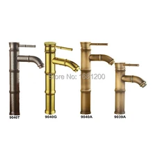 Bamboo ванная комната Fuacet Ретро латунь Раковина Смеситель для ванной смеситель оптом и в розницу горячей и холодной кран