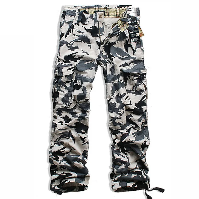 

Mens Plateau Snow Area Military Camouflage Pants Men Cotton Casual Trousers Multi-pocket Cargo Pants Hip Hop pants