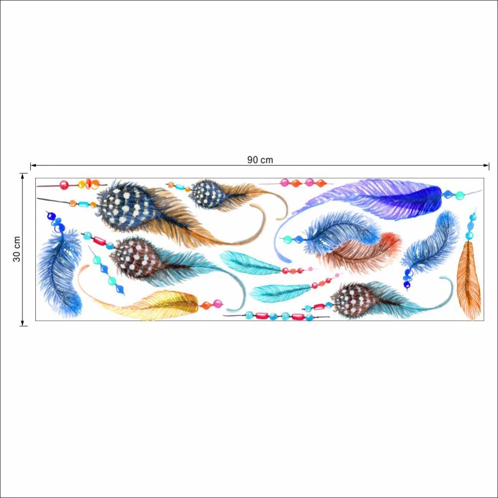 Модная индийская колокольчик перо настенная наклейка мечта настенное Искусство Наклейка богемное перо декор Ловец снов плакат для украшения спальни