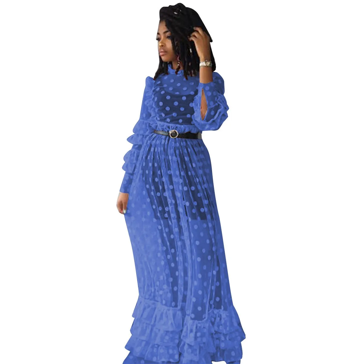 polka dot sheer maxi dress
