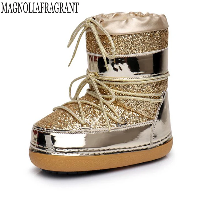 

Fashion Women Space Boots Lace Up Inside Warm Ankle Boot Casual winter boots Snow Boots Shoes Work Safety Sequins Shoes Women k6