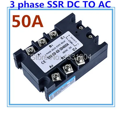 

DC to AC SSR-3P-50 DA 50A SSR relay input DC 3-32V output AC480V Three phase solid state relay