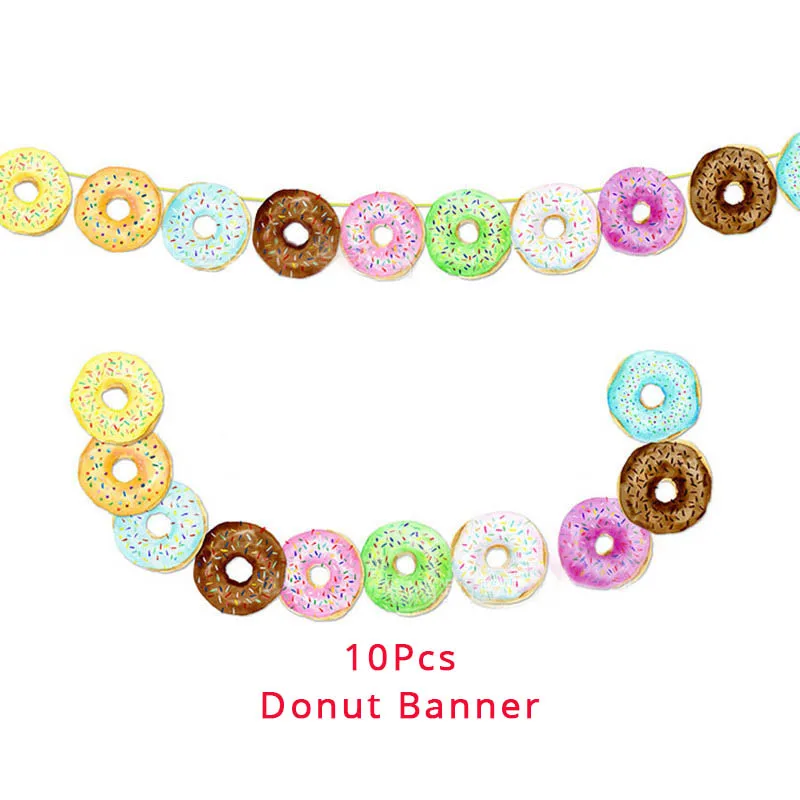 Doughnut плакатная бумага чашка салфетки тарелки с днем рождения Юбилей ребенок душ конфеты украшение для бара и вечеринки пончик Вечерние - Цвет: 1set Banner