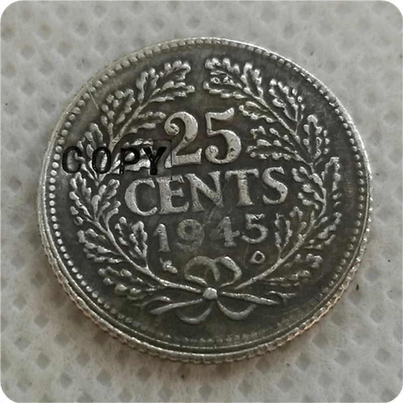 

1945 Netherlands 25 Cents - Wilhelmina COPY COIN FREE SHIPPING