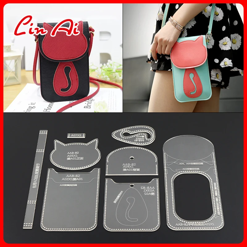 Linai 1 Set DIY single shoulder bag slanting edition type drawing lattice paper pattern mobile phone acrylic template | Дом и сад