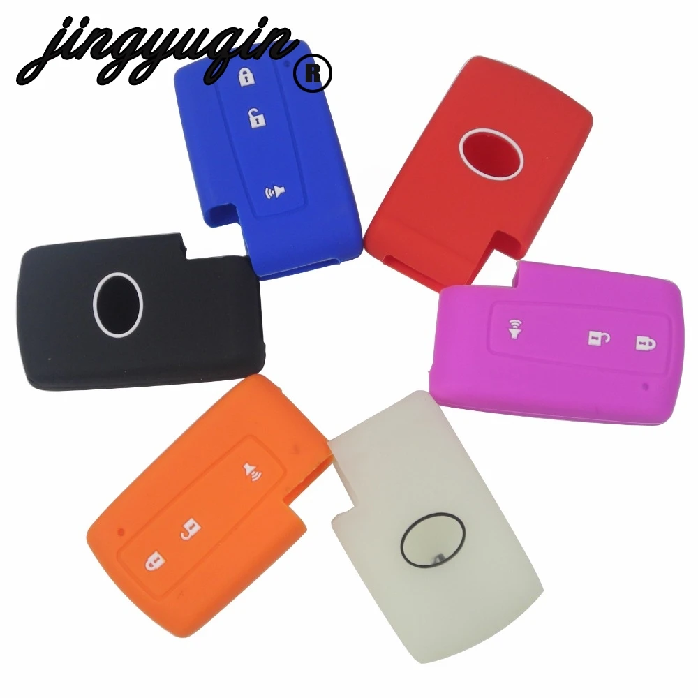 

jingyuqin 3 Buttons Silicone Car Key Shell Case FOB For Toyota Prius Crown Avensis Verso Remote Smart Key Set Protective No Logo