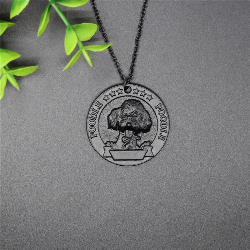 

New Vintage Poodle Medal Necklace Retro Style Metal Poodle Pendant Necklace Women Jewellery Dog Jewellery