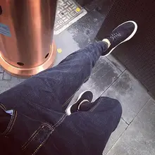 2016 new jeans male Korean zipper crotch pants washed across the black male character Chunchao