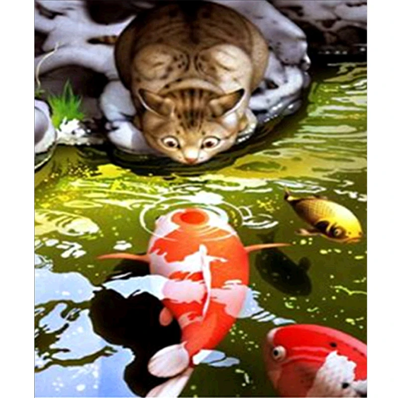 Diy Diamond Painting Lovely cat Cross Stitch Square diamond mosaic Decorative Embroidery for Home Decoration | Дом и сад