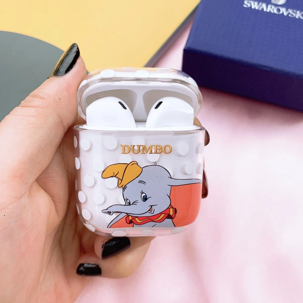 Cartoon Dumbo Earphone Accessories Cases transparent hard Case Protective Bag For Apple AirPods 1 2 Wireless Wired Charging Box