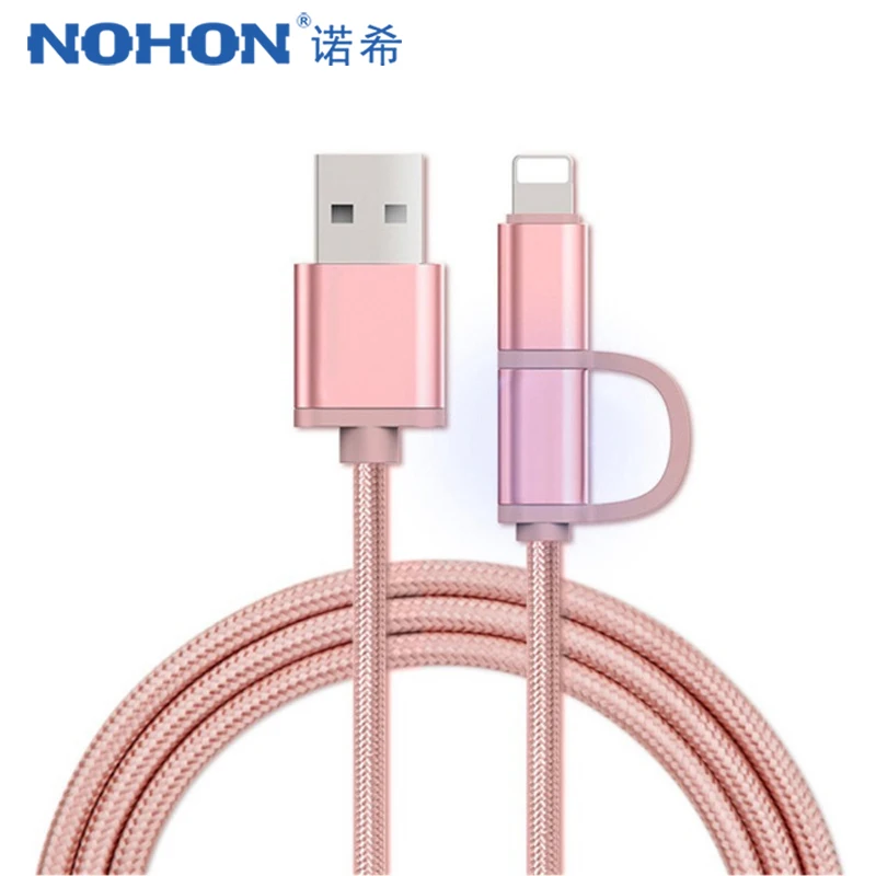 NOHON 2 в 1 микро USB кабель для зарядки и синхронизации данных 8 Pin для iPhone 7 8 Plus X для iPad Mini кабели для зарядного устройства для samsung S7