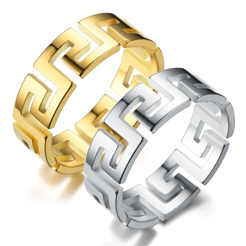 Модное Золотое кольцо с большой стеной, ювелирные изделия из нержавеющей стали для мужчин и женщин, G-068