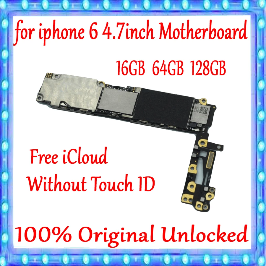 

100% Original for iPhone 6 4.7inch Motherboard unlocked Mainboard without Touch ID for iphone 6 Logic board 16gb 64gb 128g