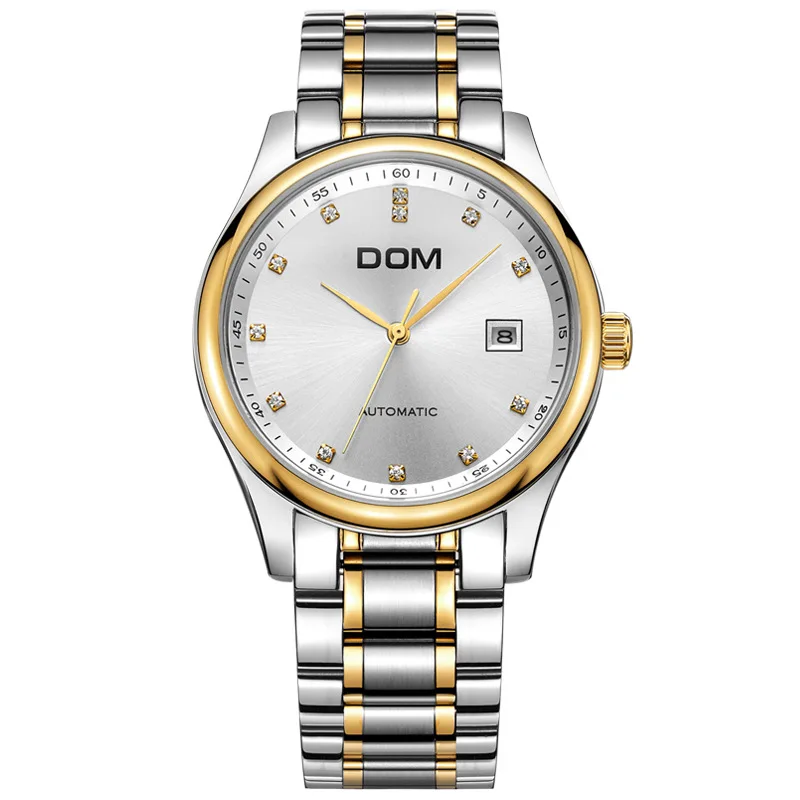 

men women business watches mechanical automatic stainless steel DOM luxury brand man ladies wristwatches waterproof calendar