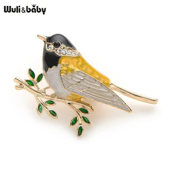 

Rhinestone Enamel Oriole Bird Brooches Men Women's Alloy Bird Branch Brooch Pins Suits Dress Banquet Brooch High Quality Gift