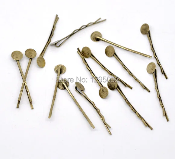 100Pcs Bronze Tone Bobby Pins Hair Clips W / Glue Pad Barrettes Jewelry Findings Charms Wholesale 4.4cm x 1.5mm Jewelry Findings