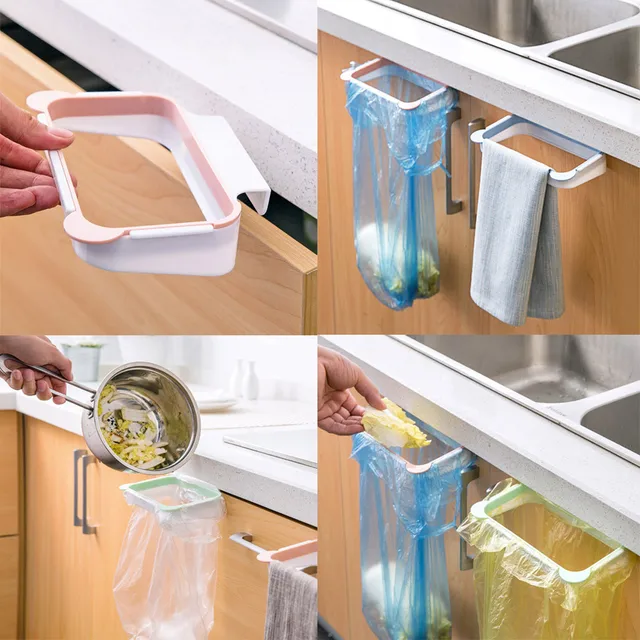 Best Price New Qualified Dropship Hanging Kitchen Cabinet Door Trash Rack Style Storage Use for Garbage garbage bag D36SE5