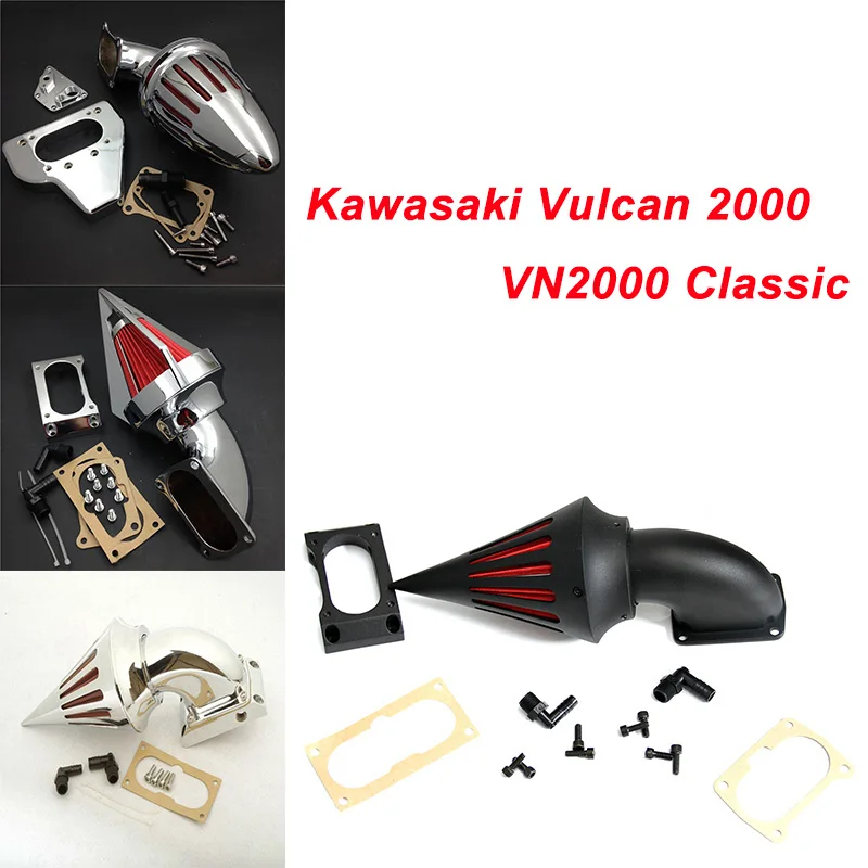 For Kawasaki Vulcan 2000 VN2000 Classic All years Motorcycle Air Cleaner Kit Intake Filter Black Chrome For Kawasaki Vulcan 2000 VN2000 Classic All years Motorcycle Air Cleaner Kit Intake Filter Black Chrome