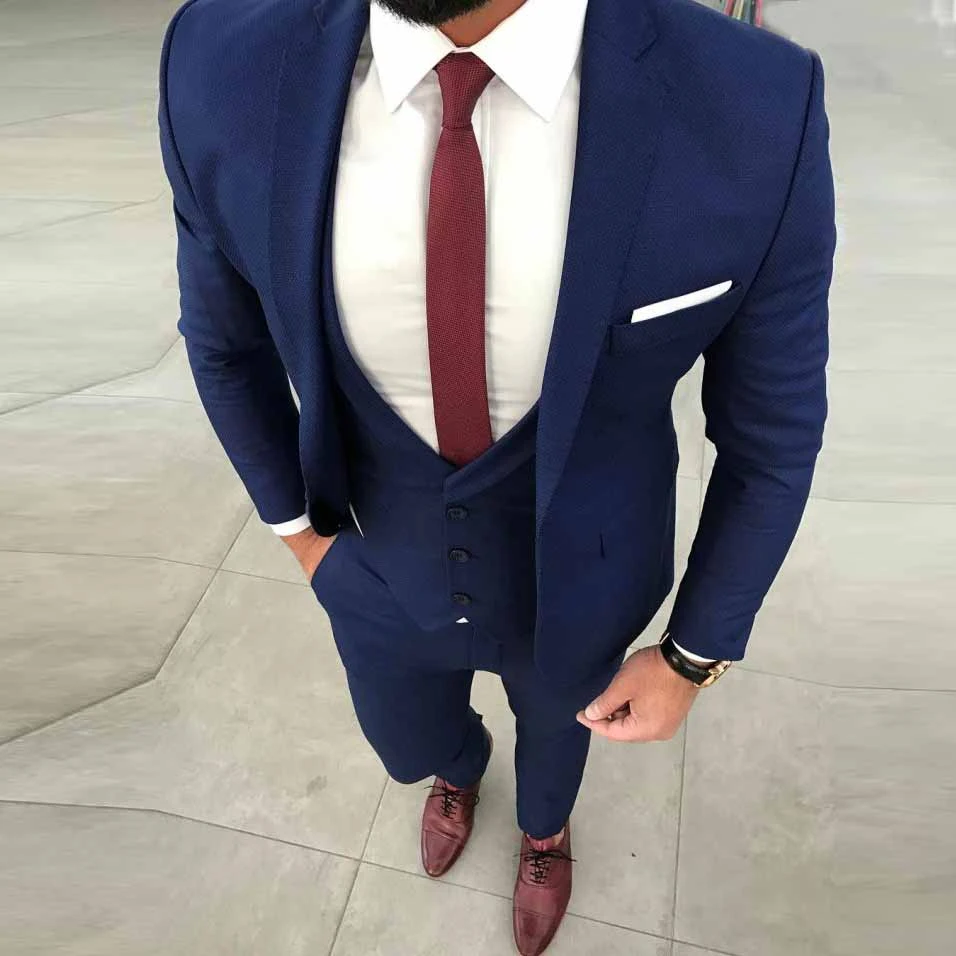 Trajes para hombre diseñadores 2018 traje de boda de esmoquin azul real Slim Fit Formal graduación negocios novio Blazer personalizado unidades|Trajes| AliExpress