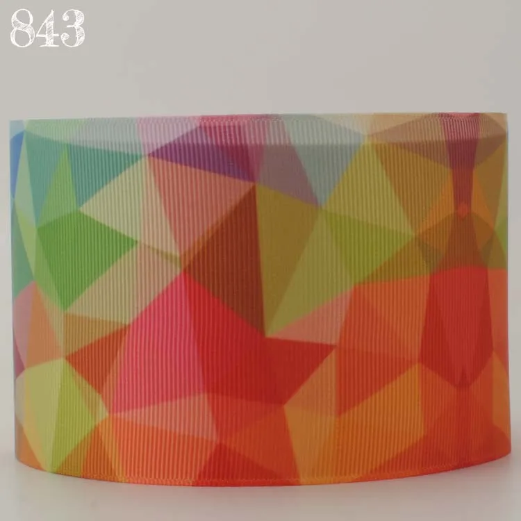 Новые продажи 50 ярдов " 75 мм красочная лента с бриллиантами напечатанные grosgrain DIY