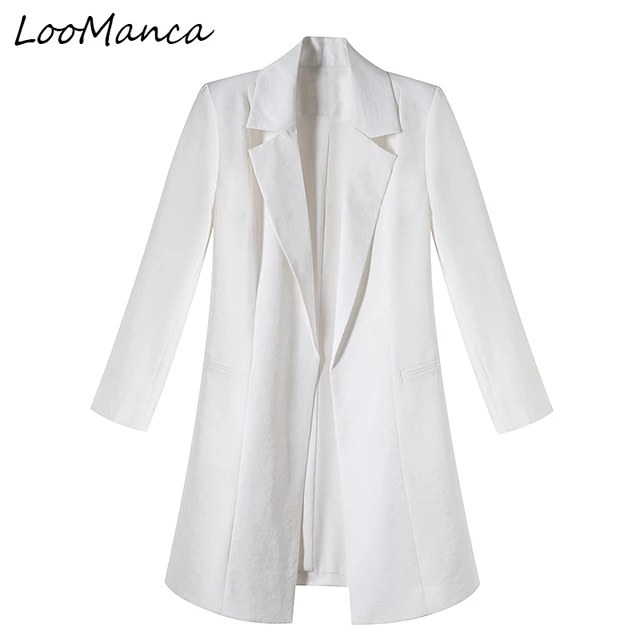 Long Blazers Jacket Women Outerwear Plus Size Spring Autumn Notched