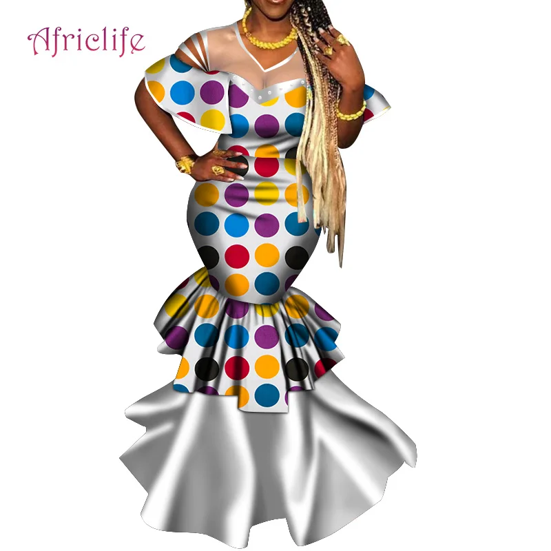 Одежда с жемчугом для женщин специальная шифоновая Лоскутная работа африканские модели одежды плиссированная юбка длинное женское длинное платье с принтом WY4872 - Цвет: 11