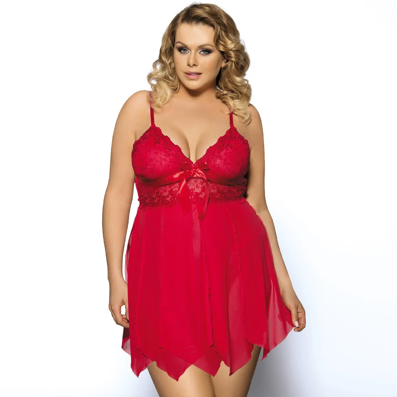 Underwear women font b sex b font sleepwear red color lace decorated 2016 plus size babydoll