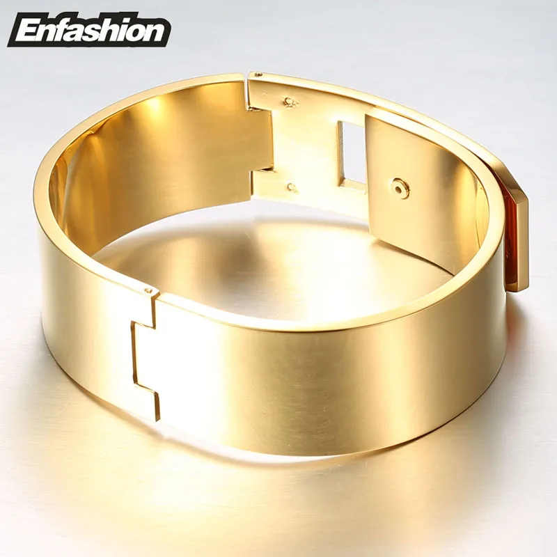 Enfashion ювелирные изделия панк широкий пояс Пряжка браслет на запястье золотой