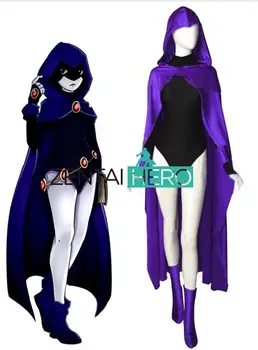 

Custom Made 2019 Bombshell Raven Cosplay Costume Outfit Girl Spandex Comic Superhero Costume For Halloween