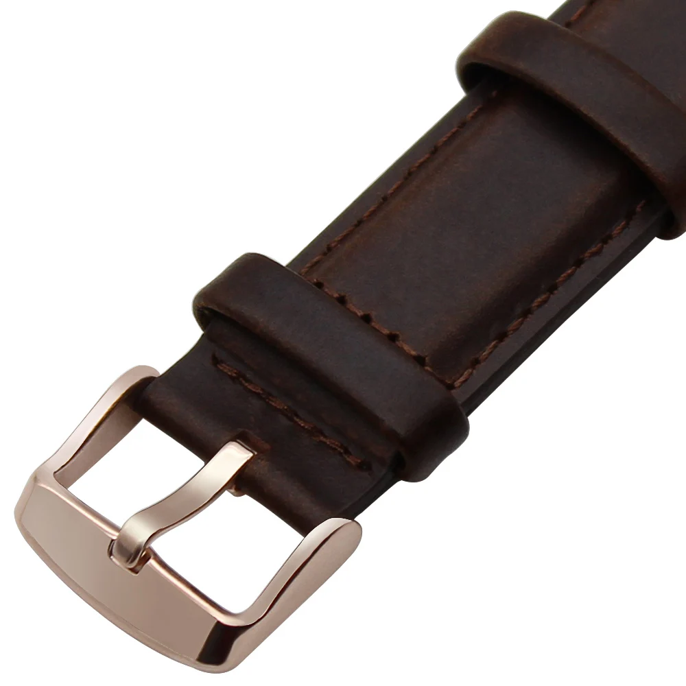 Dark Brown Rose Gold Ремешок для часов из натуральной кожи 18 мм 20 мм для Timex Weekender Expedition Пряжка из нержавеющей стали ремешок браслет на запястье черный коричневый - Цвет ремешка: Dark Brown Rose Gold