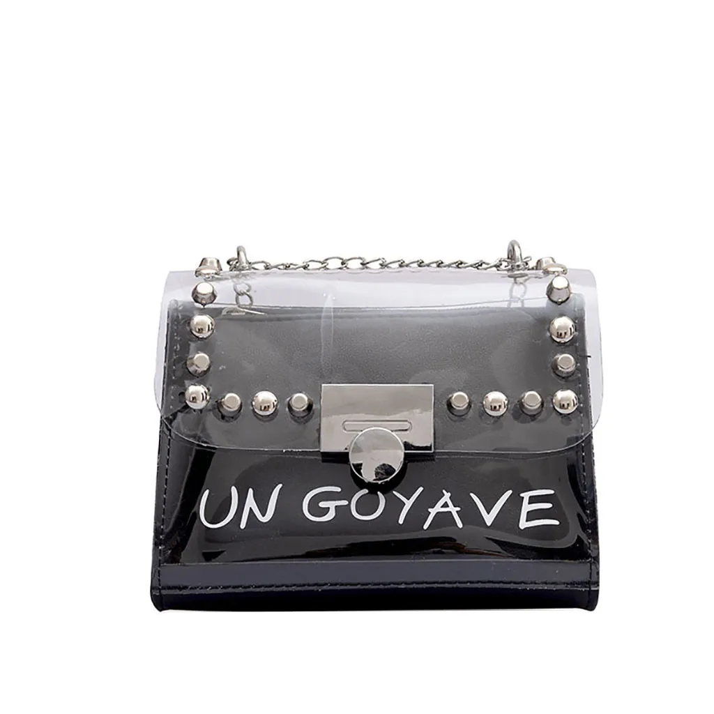 

Women Bag Fashion Rivet Transparent Messenger Shoulder Small Square sac main femme torebka damska shopper ladies hand bags