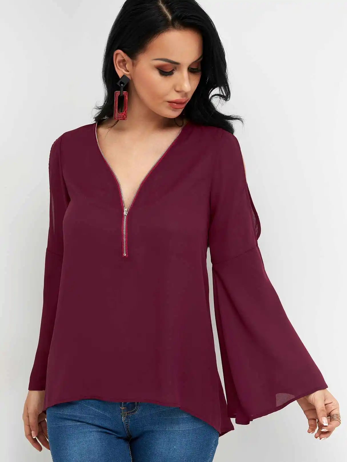 yoins cold shoulder tops