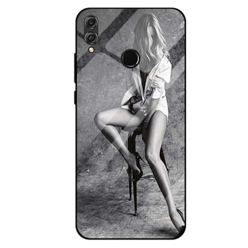 Чехол для Huawei Nova 3i Твердый чехол из закаленного стекла в стиле wolf girl с силиконовой