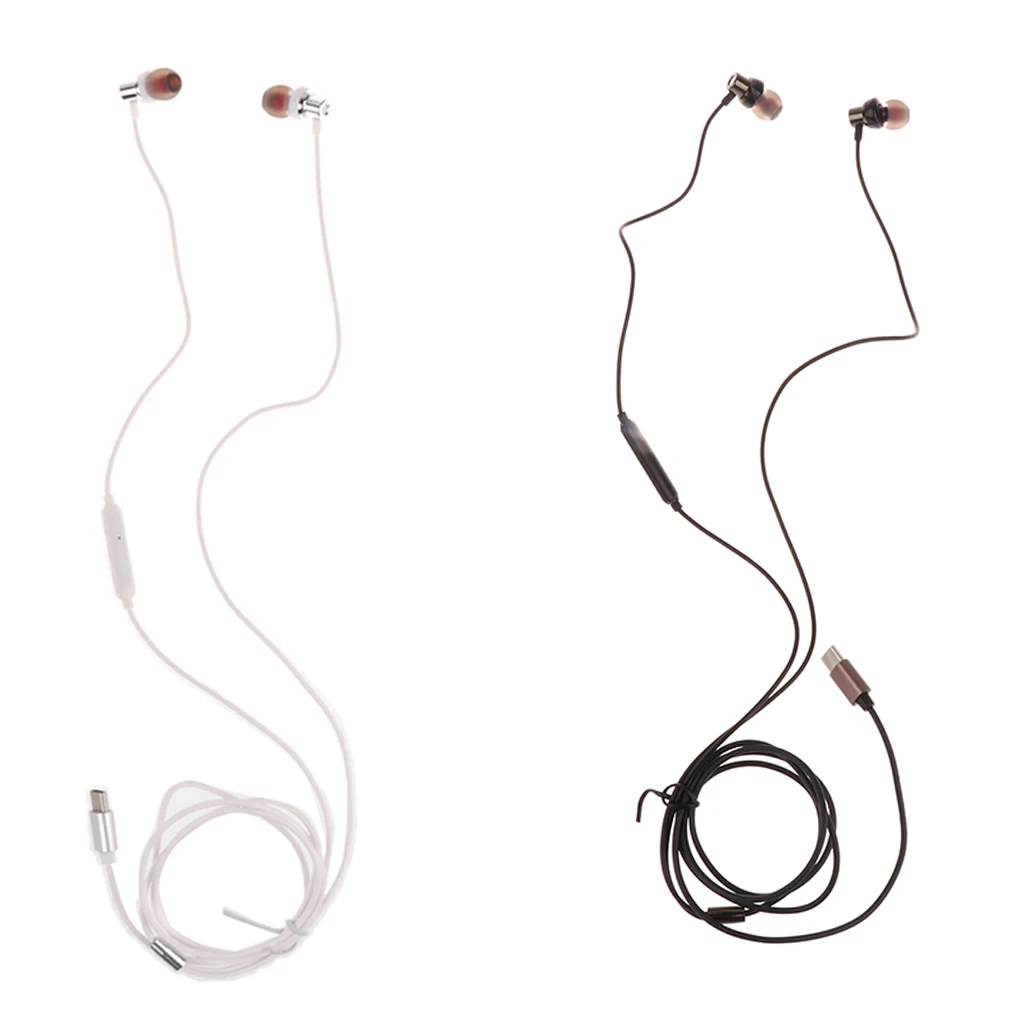 MagiDeal New Type C Earphone Earbud Stereo Headset Wired Control for Moto Z / Z Force Letv USB Type C Port Smartphones 2Colors