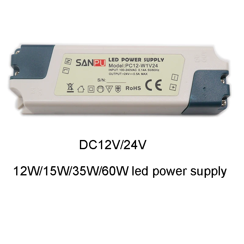 

High quality led Transformers 12V/24V 12W/15W/35W/60W AC100-240V Lighting Switch led power supply Adapter for LED strip light