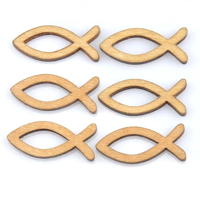 

NO hole Natural Fish Pattern Wooden buttons for handmade Scrapbooking Craft 50pcs 15x35mm MT0992