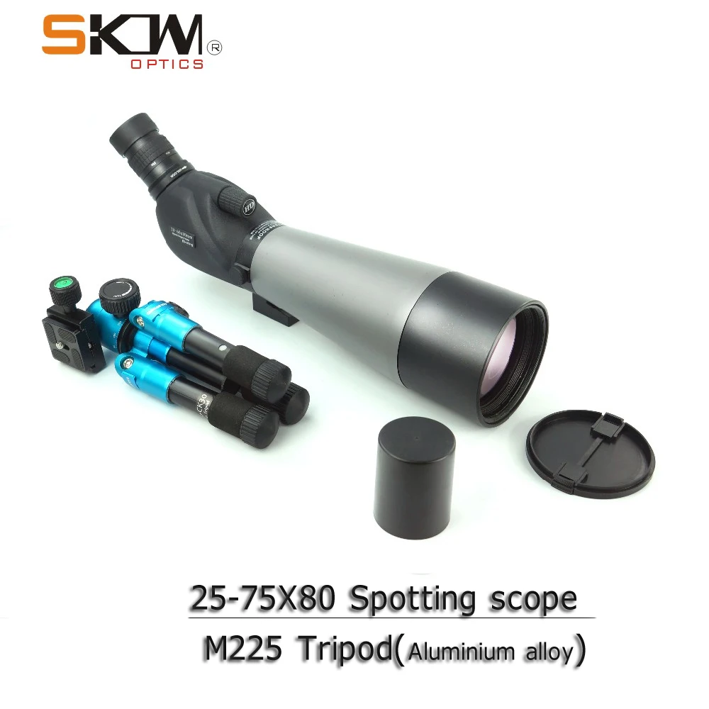 SKW оптика 25-75X80, Зрительная труба и ультра компактный штатив аэрокосмический алюминий для наблюдения за птицами/охоты